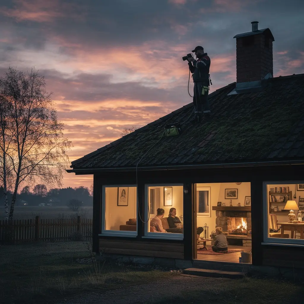 Darbinieks analizē kameras attēlus, lai plānotu tīrīšanas procesu.